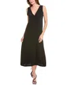 The Kooples Lace Trim Crepe Midi Dress In Black