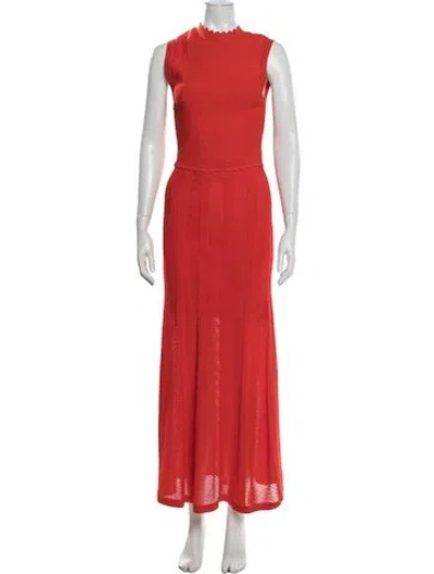 Pre-owned The Kooples Mock Neck Long Dress In Orange