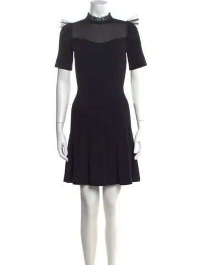 Pre-owned The Kooples Mock Neck Mini Dress In Black