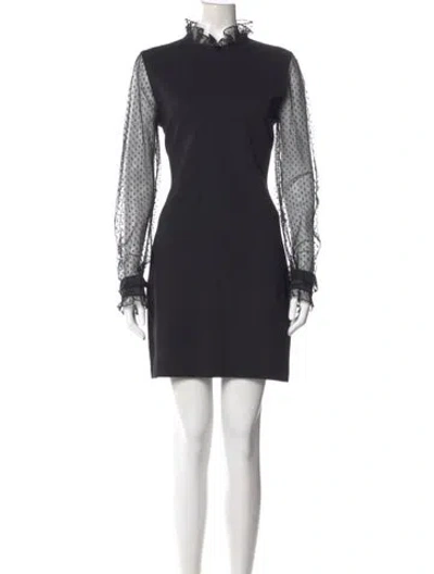 Pre-owned The Kooples Mock Neck Mini Dress In Black