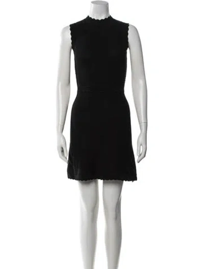 Pre-owned The Kooples Mock Neck Mini Dress In Black
