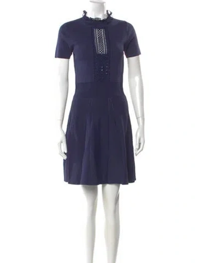Pre-owned The Kooples Mock Neck Mini Dress In Blue