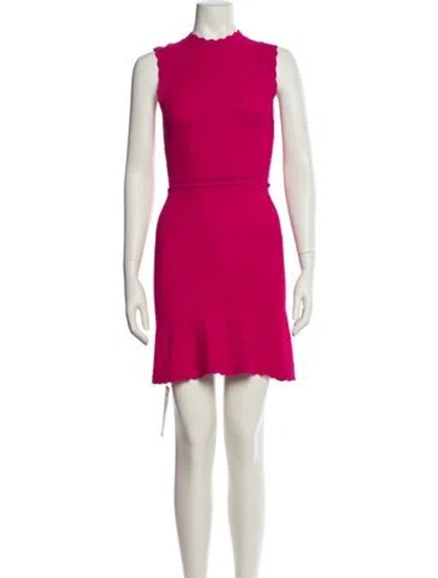 Pre-owned The Kooples Mock Neck Mini Dress In Pink