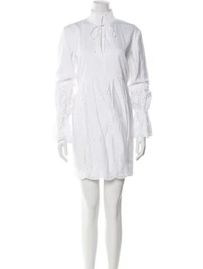 Pre-owned The Kooples Mock Neck Mini Dress In White