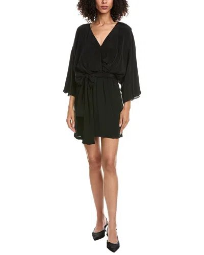 The Kooples Modern Kimono Silk-blend Mini Dress In Black