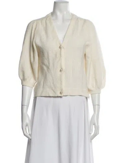 Pre-owned The Kooples Mohair V-neck Sweater In Neutral