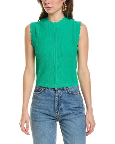 The Kooples Multi-stitch Top In Green