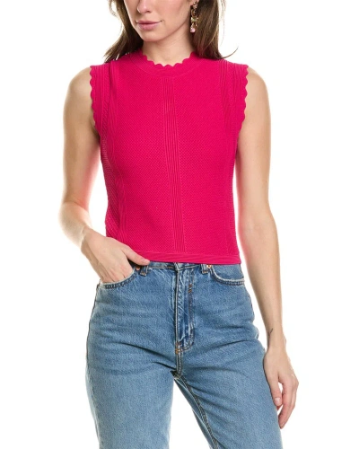 The Kooples Multi-stitch Top In Pink