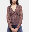 The Kooples Blazing Field Floral Print Tiered Top In Multi