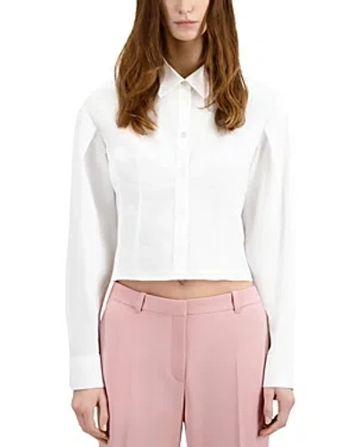 The Kooples New Popeline Cropped Shirt In White