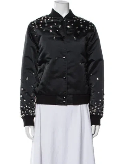 Pre-owned The Kooples Nylon Bomber Jacket In Black