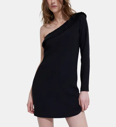The Kooples Glam Black Asymmetric Mini Dress