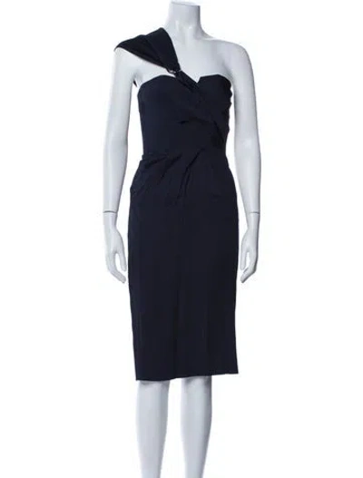Pre-owned The Kooples One-shoulder Mini Dress In Blue