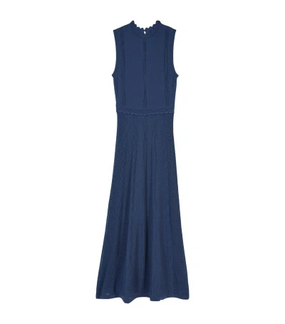 The Kooples Open-knit Midi Dress In Navy