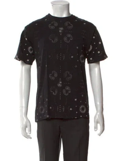 Pre-owned The Kooples Paisley Print Crew Neck T-shirt In Black