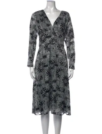 Pre-owned The Kooples Paisley Print Midi Length Dress In Black