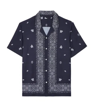 The Kooples Paisley Short-sleeve Shirt In Navy / White