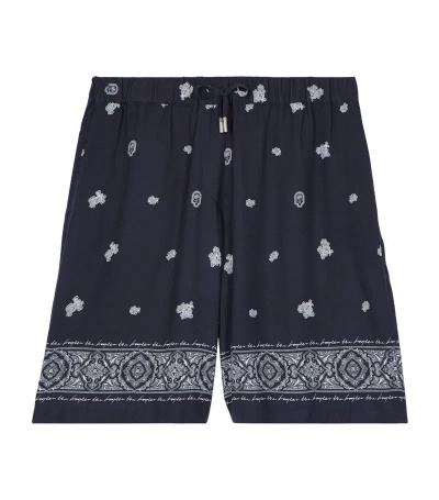 The Kooples Paisley Shorts In Navy / White