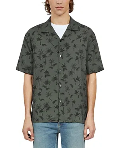 The Kooples Palm Tree Print Shirt In Khaki