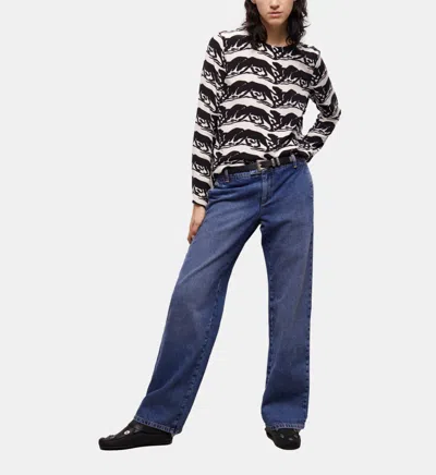 The Kooples Womens Bla28 Panther-print Relaxed-fit Woven Top In Black