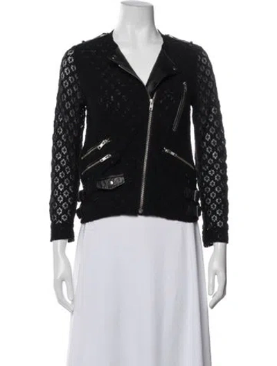 Pre-owned The Kooples Patterned Biker Jacket In Black