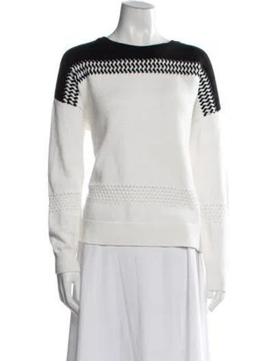 Pre-owned The Kooples Patterned Crew Neck Sweater In White
