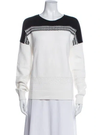 Pre-owned The Kooples Patterned Crew Neck Sweater In White