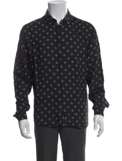 Pre-owned The Kooples Patterned Long Sleeve Shirt In Black