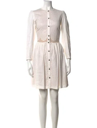 Pre-owned The Kooples Patterned Mini Dress In White