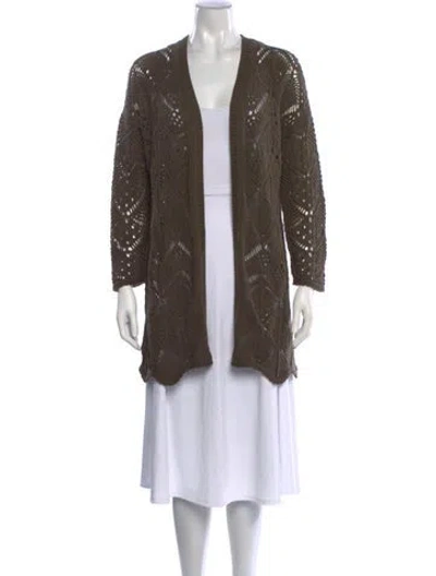 Pre-owned The Kooples Patterned Open Front Sweater In Brown