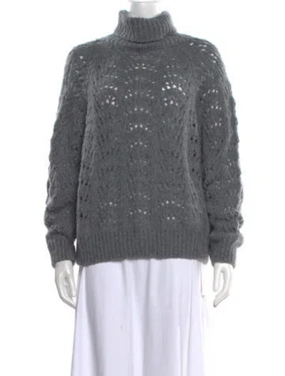 Pre-owned The Kooples Patterned Turtleneck Sweater In Grey