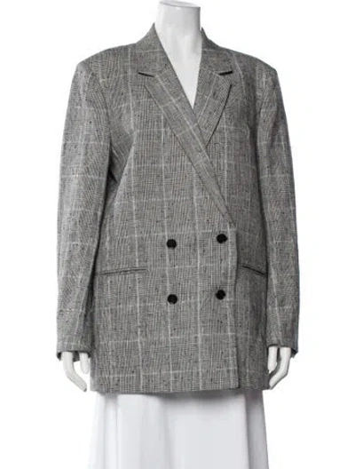 Pre-owned The Kooples Plaid Print Blazer In Gray