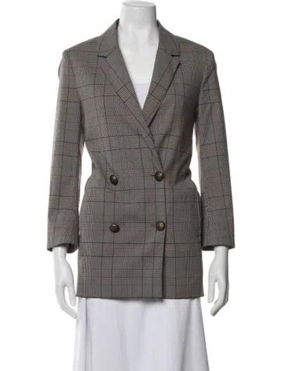 Pre-owned The Kooples Plaid Print Blazer In Grey