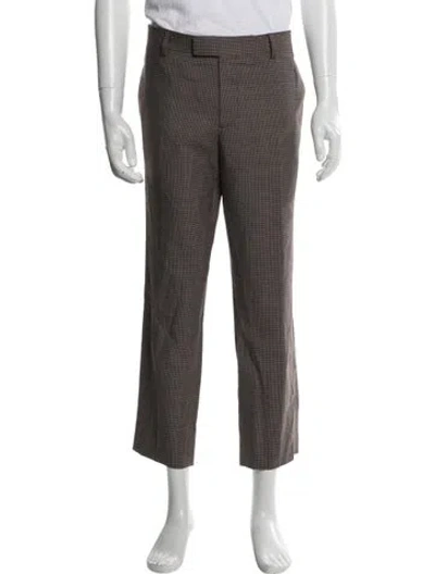 Pre-owned The Kooples Plaid Print Dress Pants In Brown