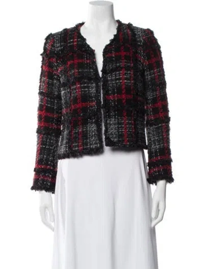 Pre-owned The Kooples Plaid Print Evening Jacket In Black