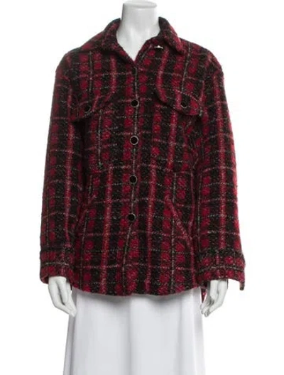 Pre-owned The Kooples Plaid Print Jacket In Red