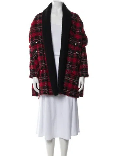 Pre-owned The Kooples Plaid Print Jacket In Red