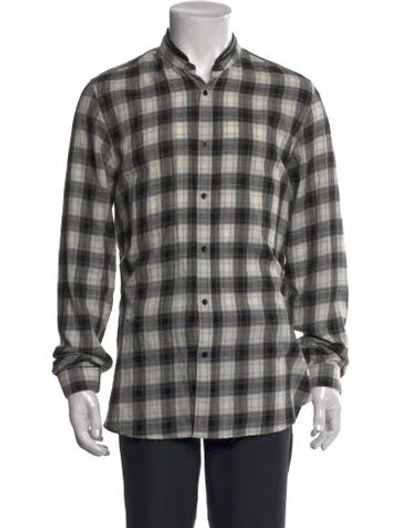 Pre-owned The Kooples Plaid Print Long Sleeve Shirt In Black