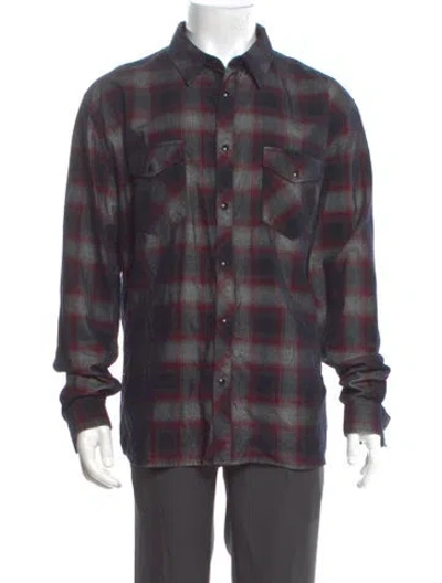 Pre-owned The Kooples Plaid Print Long Sleeve Western Shirt In Multi