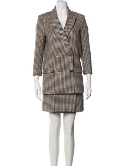 Pre-owned The Kooples Plaid Print Studded Accents Skirt Suit In Multi