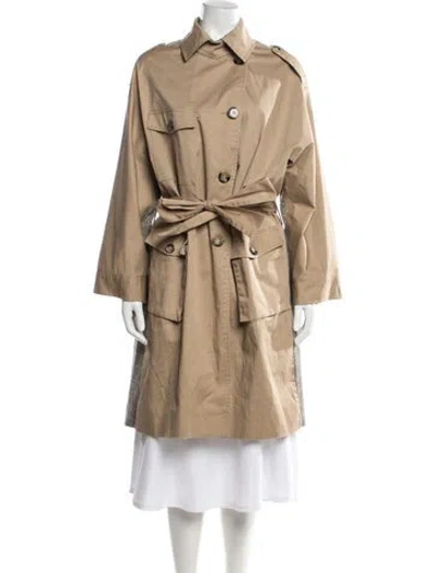 Pre-owned The Kooples Plaid Print Trench Coat In Neutral