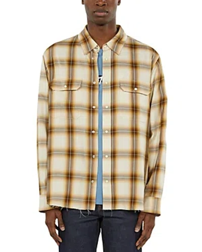 The Kooples Plaid Regular Fit Unfinished Hem Shirt In Multi