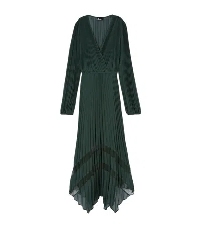 The Kooples Pleated Maxi Dress In Khaki