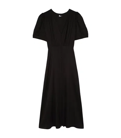 The Kooples Polka-dot Midi Dress In Black