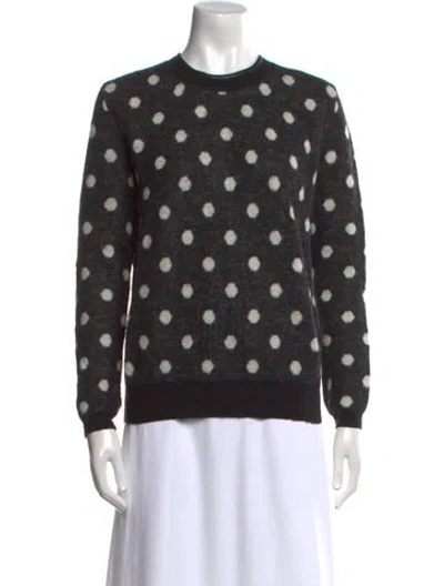 Pre-owned The Kooples Polka Dot Print Crew Neck Sweater In Gray