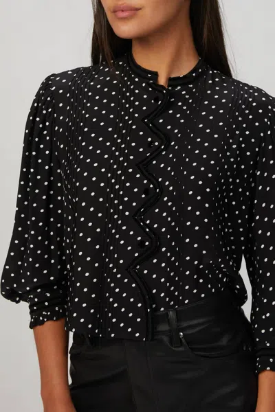 The Kooples Polka Dots Flowing Top In Black