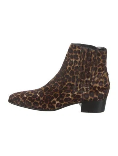 Pre-owned The Kooples Ponyhair Animal Print Boots In Multi