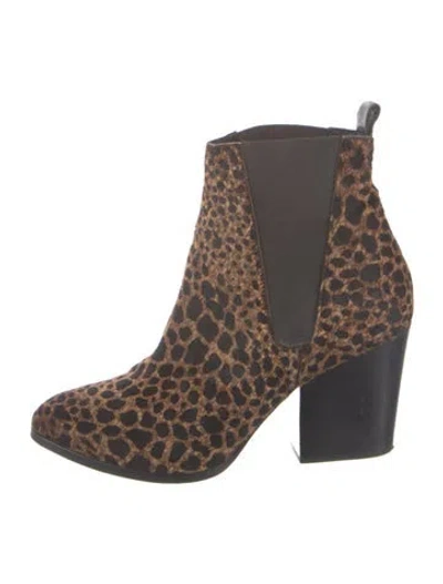 Pre-owned The Kooples Ponyhair Animal Print Chelsea Boots In Multi