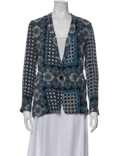 Pre-owned The Kooples Printed Blazer In Blue
