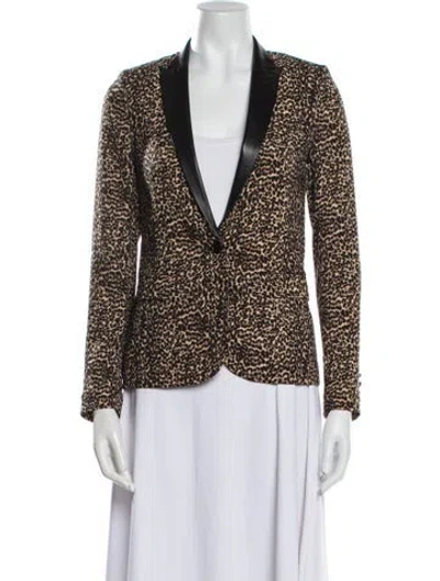 Pre-owned The Kooples Printed Blazer In Brown